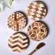 Handmade Brown and White Round Resin Set of 4 Decorative Coasters